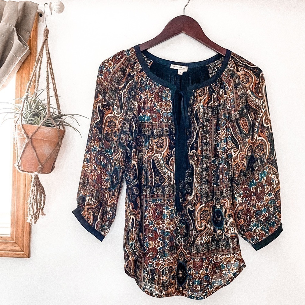 Anthropologie Meadow Rue Paisley Marya Peasant Top - Picture 4 of 6